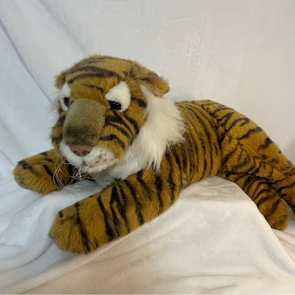 Vintage 1989 Fiesta Realistic Orange Black Tiger Plush 24 1/2 inches